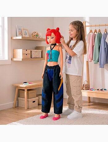 Boneca grande de 105 cm cabelo vermelho +3 anos k-pop diva squad