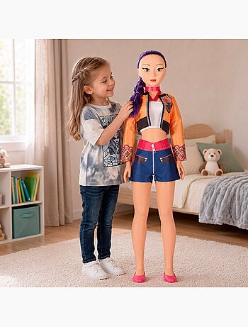Boneca grande de 105 cm com cabelo lilás +3 anos k-pop diva squad