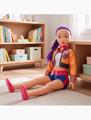 Boneca grande de 105 cm com cabelo lilás +3 anos k-pop diva squad