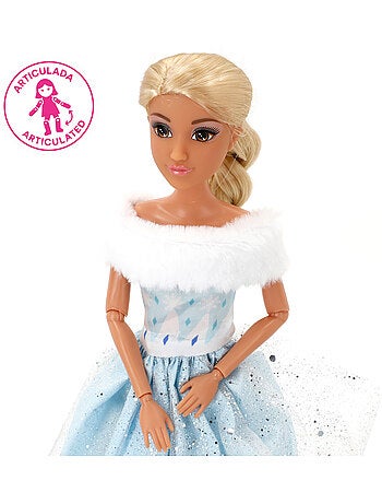 Boneca princesa 30 cm com cavalo branco e acessórios isabella