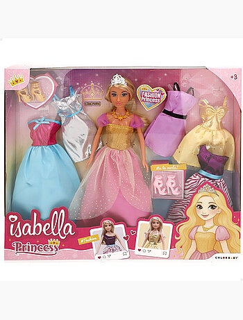 Boneca princesa 30 cm com vestidos e acessórios isabella