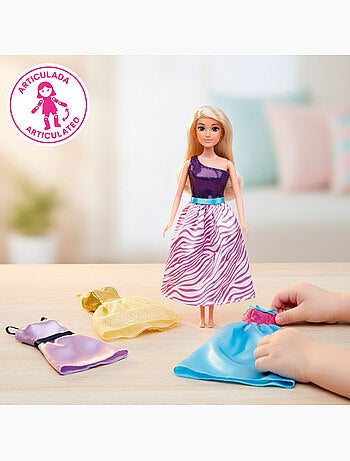 Boneca princesa 30 cm com vestidos e acessórios isabella
