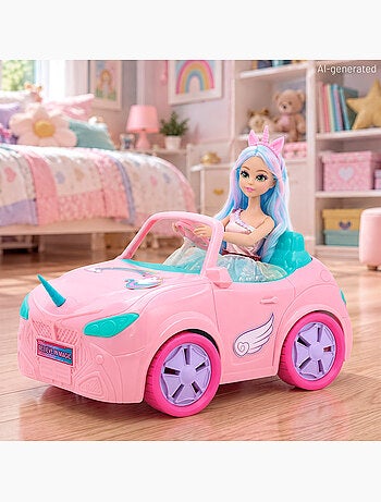 Boneca princesa unicórnio com carro +3 anos dreameez