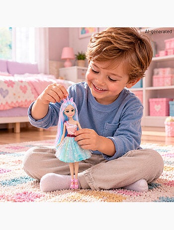 Boneca princesa unicórnio com carro +3 anos dreameez
