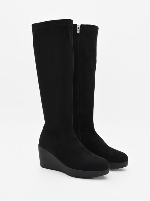 Bota com cunha couro natural purapiel - Kiabi Bota com cunha couro natural purapiel - Kiabi