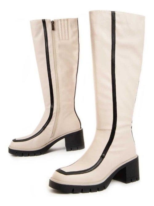Bota Com Salto Material Sintético E Têxtil Montevita - Kiabi Bota Com Salto Material Sintético E Têxtil Montevita - Kiabi