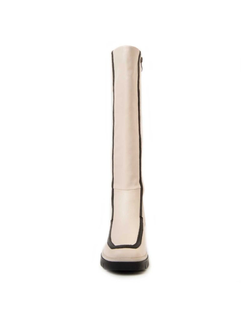Bota Com Salto Material Sintético E Têxtil Montevita Branco - Kiabi