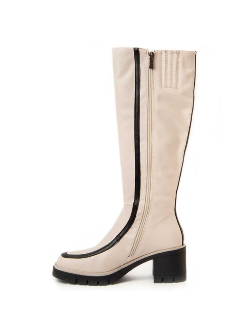 Bota Com Salto Material Sintético E Têxtil Montevita Branco - Kiabi