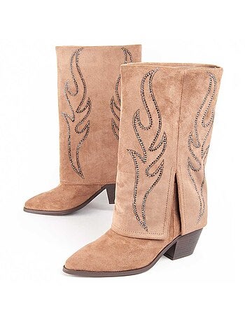 Bota Com Salto Material Sintético E Têxtil Montevita