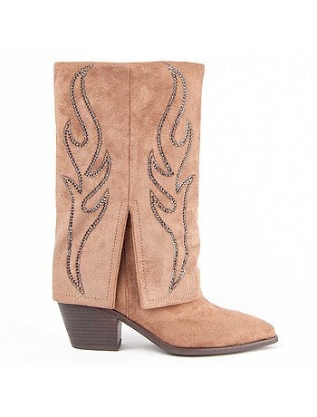 Bota Com Salto Material Sintético E Têxtil Montevita