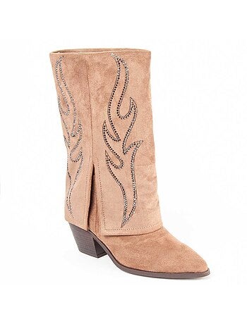 Bota Com Salto Material Sintético E Têxtil Montevita