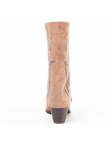 Bota Com Salto Material Sintético E Têxtil Montevita