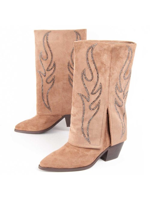Bota Com Salto Material Sintético E Têxtil Montevita - Kiabi Bota Com Salto Material Sintético E Têxtil Montevita - Kiabi