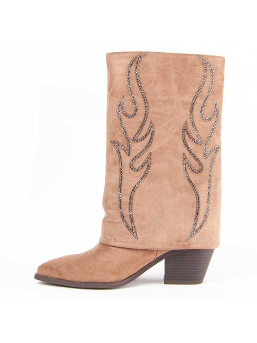 Bota Com Salto Material Sintético E Têxtil Montevita - Kiabi Bota Com Salto Material Sintético E Têxtil Montevita - Kiabi
