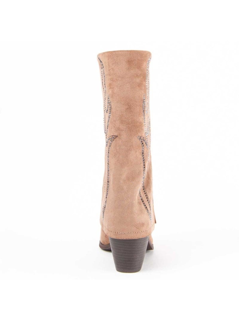 Bota Com Salto Material Sintético E Têxtil Montevita Castanho - Kiabi