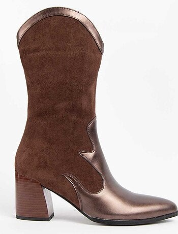 Bota Com Salto Material Sintético E Têxtil Montevita