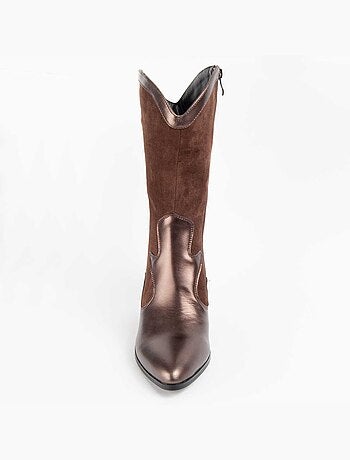 Bota Com Salto Material Sintético E Têxtil Montevita