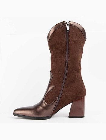 Bota Com Salto Material Sintético E Têxtil Montevita
