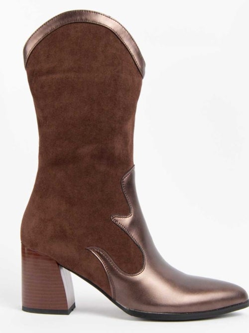 Bota Com Salto Material Sintético E Têxtil Montevita - Kiabi Bota Com Salto Material Sintético E Têxtil Montevita - Kiabi