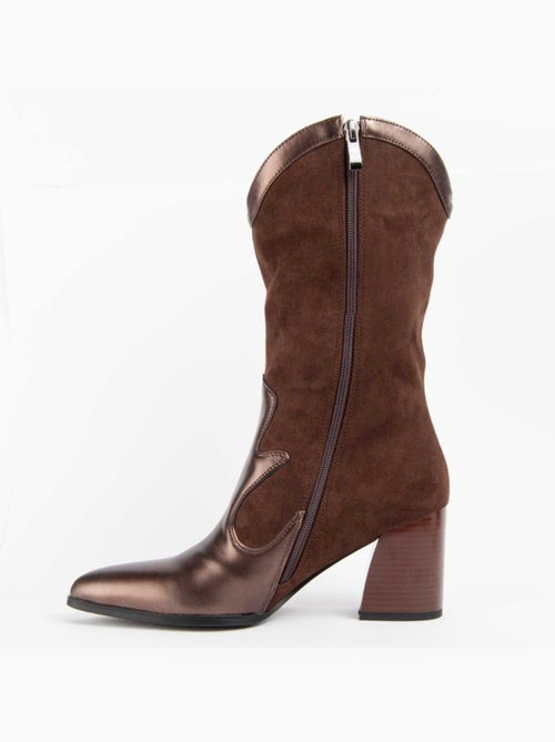 Bota Com Salto Material Sintético E Têxtil Montevita - Kiabi Bota Com Salto Material Sintético E Têxtil Montevita - Kiabi