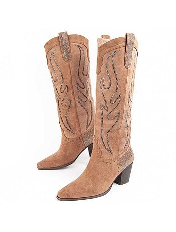 Bota Com Salto Material Sintético E Têxtil Montevita