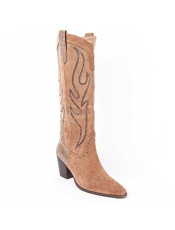 Bota Com Salto Material Sintético E Têxtil Montevita
