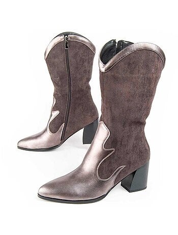 Bota Com Salto Material Sintético E Têxtil Montevita