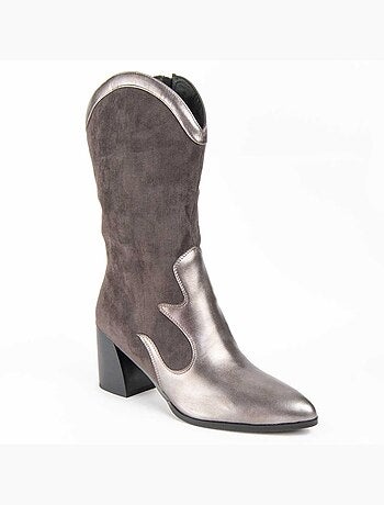 Bota Com Salto Material Sintético E Têxtil Montevita