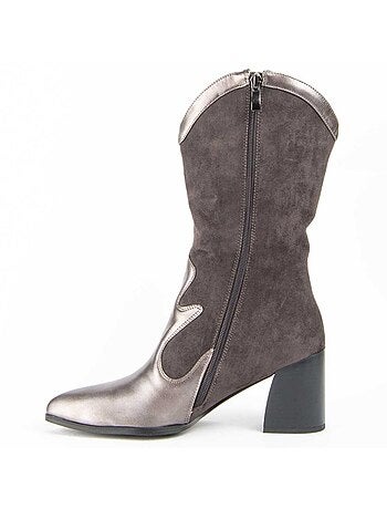 Bota Com Salto Material Sintético E Têxtil Montevita