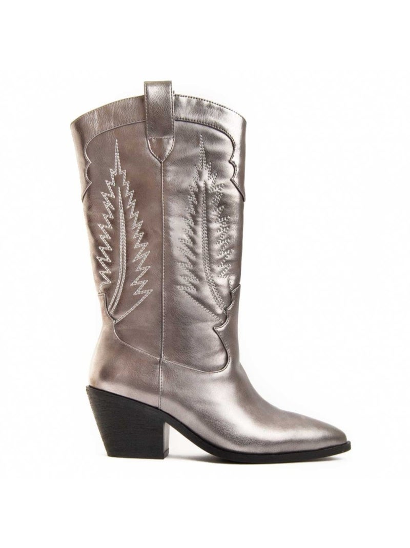 Bota Com Salto Material Sintético E Têxtil Montevita Cinza - Kiabi