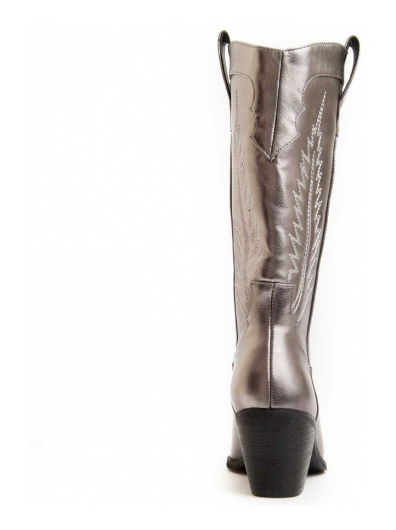Bota Com Salto Material Sintético E Têxtil Montevita Cinza - Kiabi