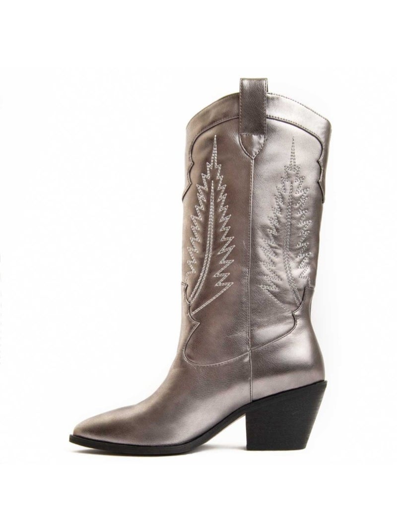 Bota Com Salto Material Sintético E Têxtil Montevita Cinza - Kiabi