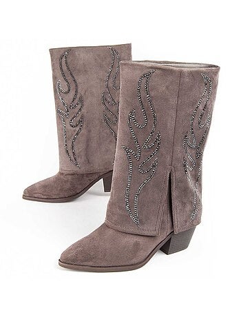 Bota Com Salto Material Sintético E Têxtil Montevita