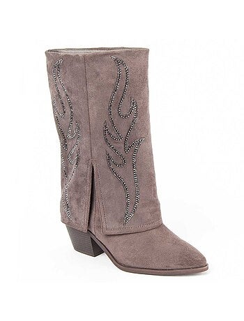 Bota Com Salto Material Sintético E Têxtil Montevita