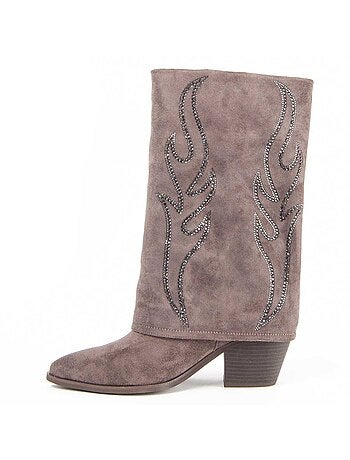 Bota Com Salto Material Sintético E Têxtil Montevita