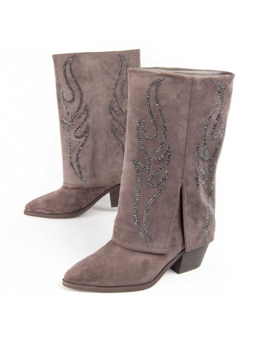 Bota Com Salto Material Sintético E Têxtil Montevita - Kiabi Bota Com Salto Material Sintético E Têxtil Montevita - Kiabi
