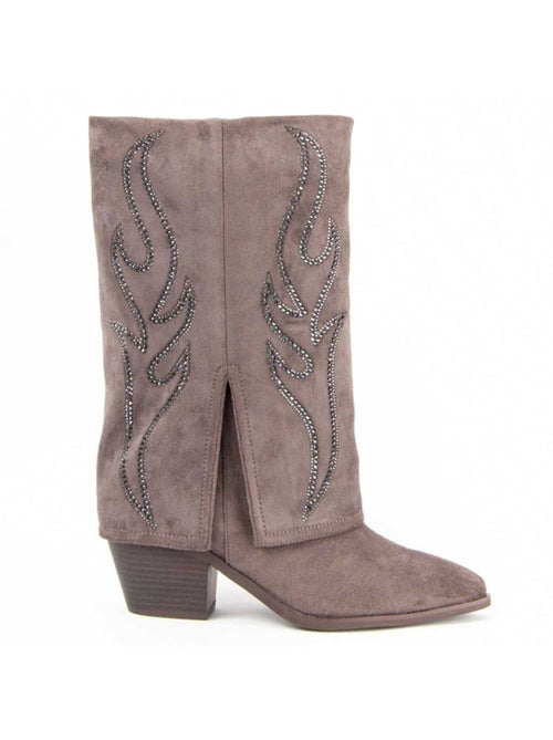 Bota Com Salto Material Sintético E Têxtil Montevita - Kiabi Bota Com Salto Material Sintético E Têxtil Montevita - Kiabi