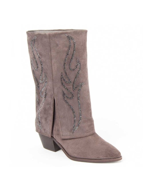 Bota Com Salto Material Sintético E Têxtil Montevita - Kiabi Bota Com Salto Material Sintético E Têxtil Montevita - Kiabi