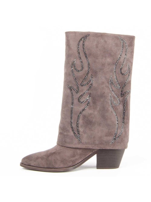 Bota Com Salto Material Sintético E Têxtil Montevita - Kiabi Bota Com Salto Material Sintético E Têxtil Montevita - Kiabi