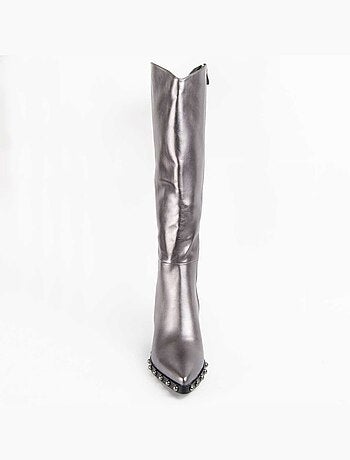 Bota Com Salto Material Sintético E Têxtil Montevita