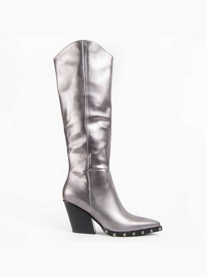Bota Com Salto Material Sintético E Têxtil Montevita Cinza - Kiabi