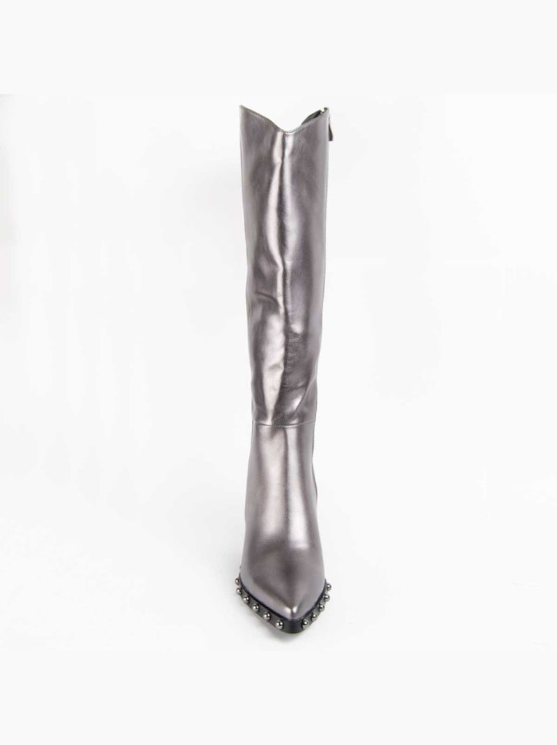 Bota Com Salto Material Sintético E Têxtil Montevita Cinza - Kiabi