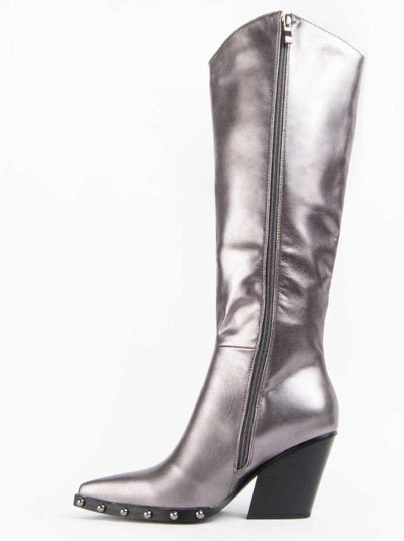 Bota Com Salto Material Sintético E Têxtil Montevita Cinza - Kiabi
