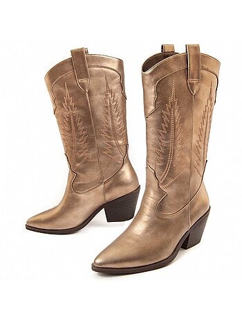 Bota Com Salto Material Sintético E Têxtil Montevita