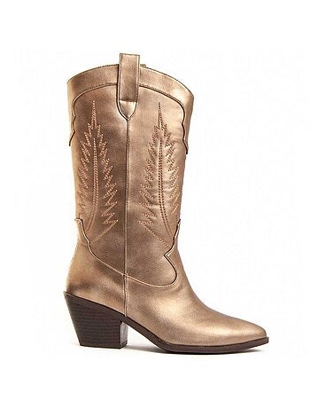 Bota Com Salto Material Sintético E Têxtil Montevita
