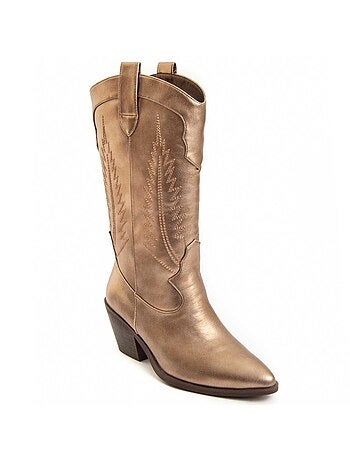 Bota Com Salto Material Sintético E Têxtil Montevita