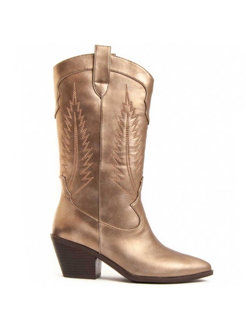 Bota Com Salto Material Sintético E Têxtil Montevita - Kiabi Bota Com Salto Material Sintético E Têxtil Montevita - Kiabi