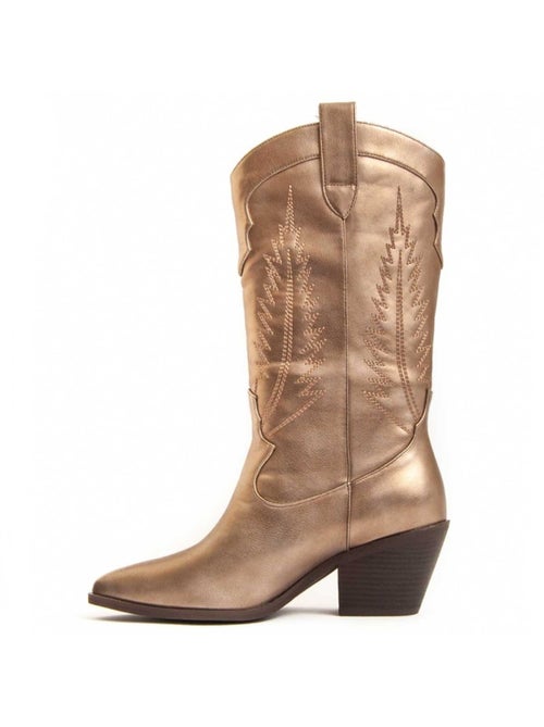 Bota Com Salto Material Sintético E Têxtil Montevita - Kiabi Bota Com Salto Material Sintético E Têxtil Montevita - Kiabi