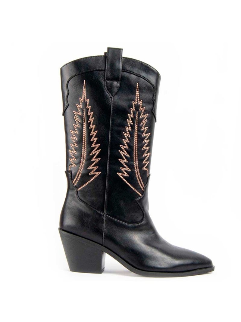 Bota Com Salto Material Sintético E Têxtil Montevita Preto - Kiabi