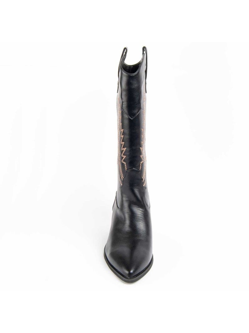 Bota Com Salto Material Sintético E Têxtil Montevita Preto - Kiabi